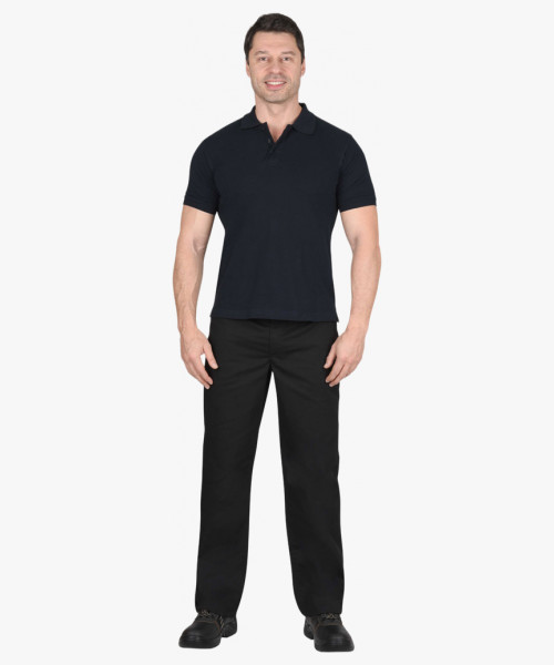 Рубашка-поло т.синяя короткие рукава с манжетом, пл.180 г/м2 (ЧЗ)