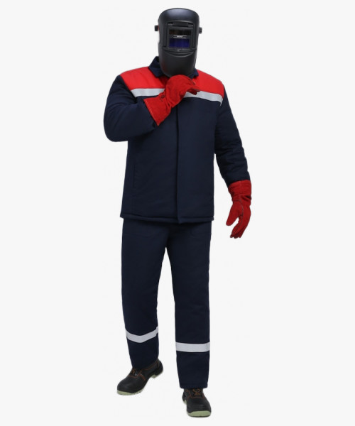 Костюм сварщика зимний Велд-СОП 1 кл.защиты (тк.Хлопок ОП,350) брюки, т.синий/красный