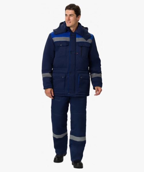 Костюм зимний Титан (тк.Смесовая,210) п/к, т.синий/васильковый