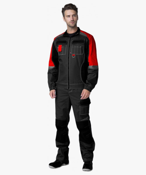 Костюм Формула (тк.Смесовая,240) брюки, серый/красный/черный