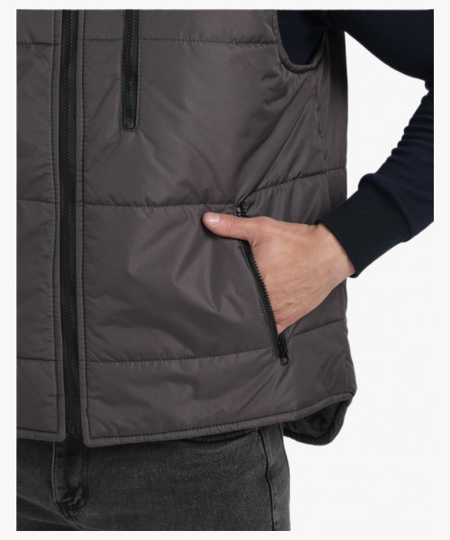 Жилет утепленный с капюшоном Респект (тк.Таслан), т.серый