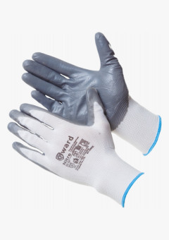 Nitro Перчатки нейлоновые белые с серым нитриловым покрытием
