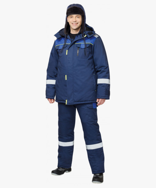 Шапка-ушанка СИРИУС-ЛЮКС синяя (тк. смесовая)