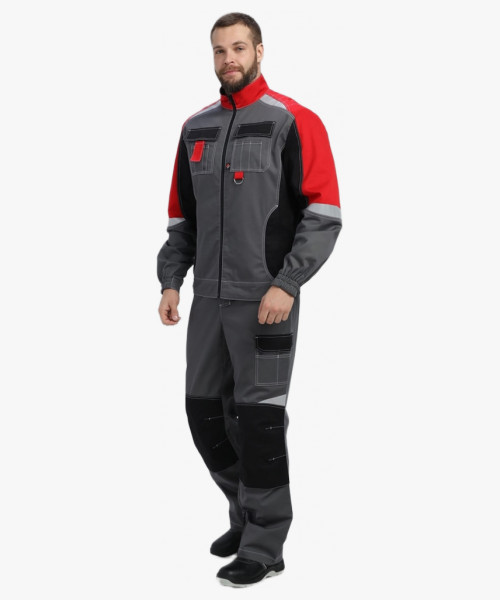 Костюм Вектрон-2 (тк.Смесовая МВО,240) п/к, серый/черный/красный