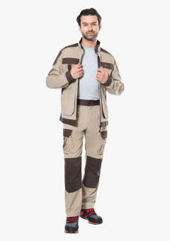Костюм СИРИУС-ДЖЕТ БРАУН куртка, брюки песочный с т.коричневым тк. мех. стрейч с ВО