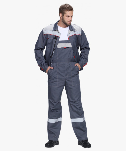 Костюм Флофт-2 Премиум СОП (тк.Смесовая,240) п/к, т.серый/серый/красный