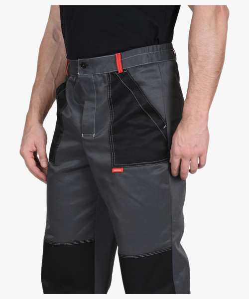 Костюм СИРИУС-ЛИГОР-2 куртка короткая, брюки, темно-серый с красным и черным, СОП