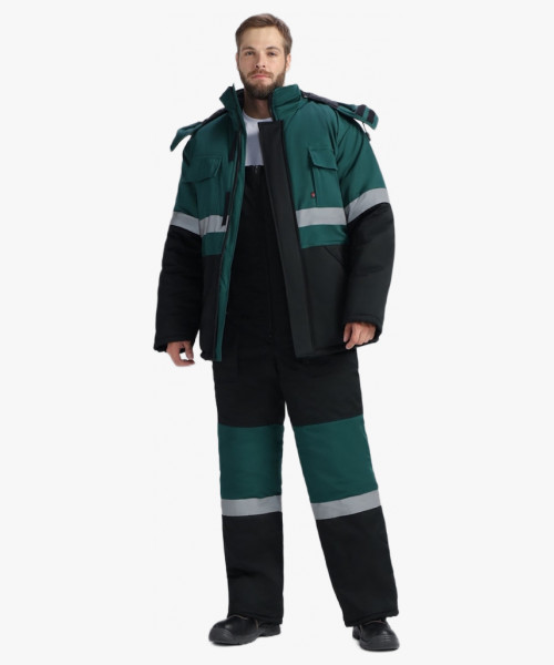 Костюм зимний Нордхард-2 СОП У. (тк.Смесовая,240) п/к, черный/т.зеленый