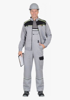 Костюм СИРИУС-ПРАКТИК куртка, п/к св. серый с черным
