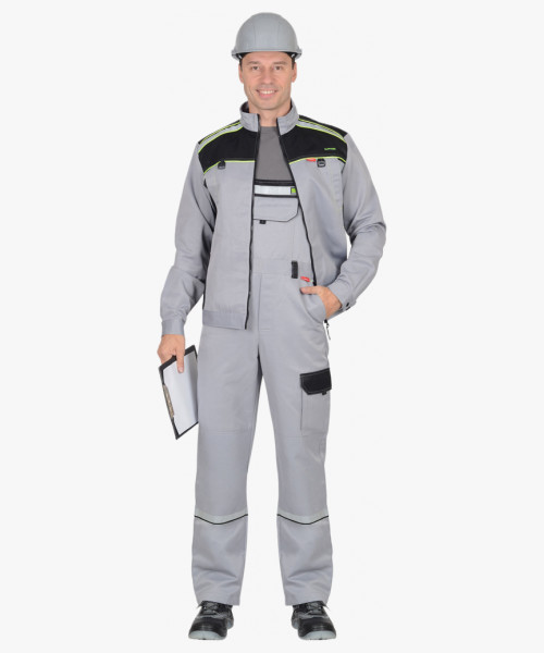 Костюм СИРИУС-ПРАКТИК куртка, п/к св. серый с черным