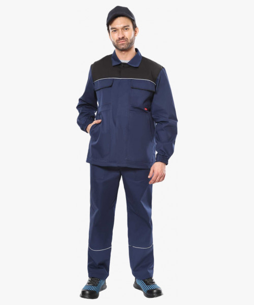 Костюм СИРИУС-МАСТЕР куртк. длинная, брюки, синий с черным