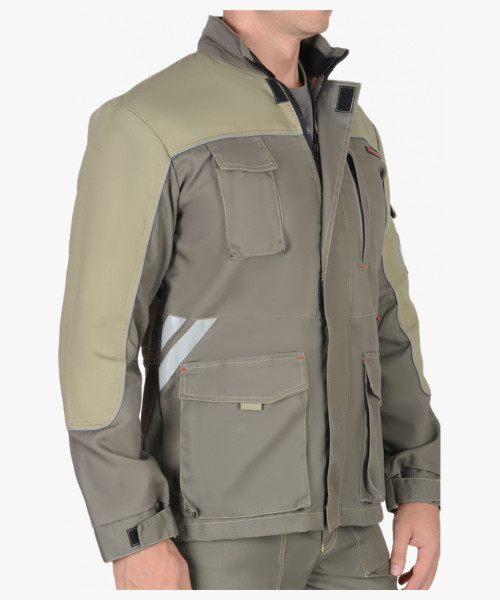 Костюм СИРИУС-ВЕСТ-ВОРК куртка дл, п/к т.оливковый со св.оливковым пл. 275 г/кв.м