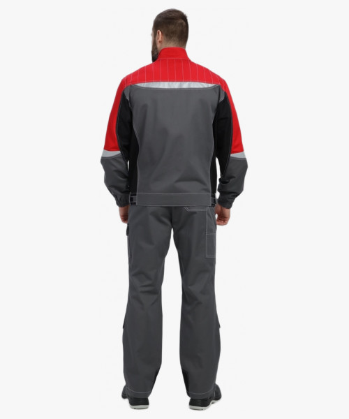 Костюм Вектрон-1 (тк.Смесовая МВО,240) брюки, серый/черный/красный