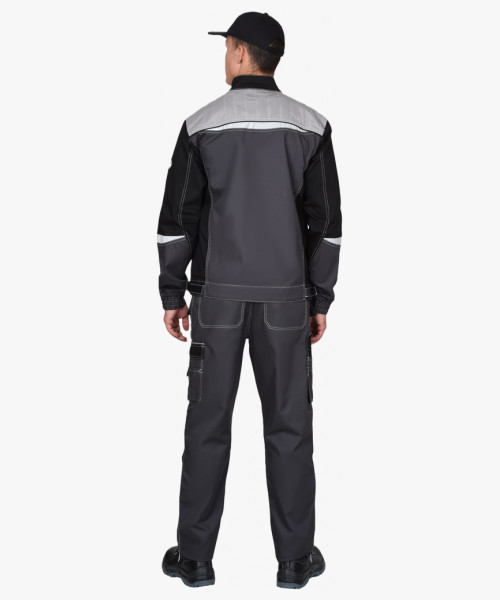 Костюм СИРИУС-МЕГА-ПРЕСТИЖ-Л куртка, п/к, темно-серый с черным