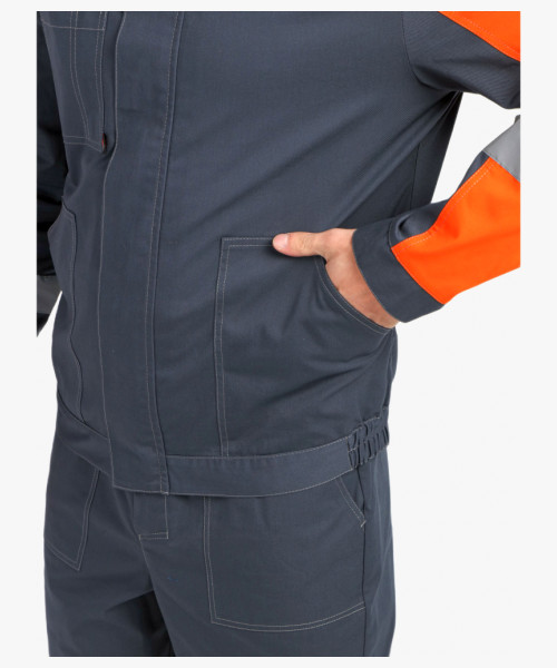 Костюм Бриготек-1 СОП (тк.Смесовая,260) брюки, т.серый/оранжевый