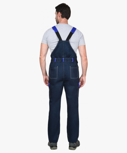 Костюм СИРИУС-КАРАТ-РОСС куртка, полукомбинезон темно-синий с васильковым, 80% х/б, пл. 260 г/кв.м