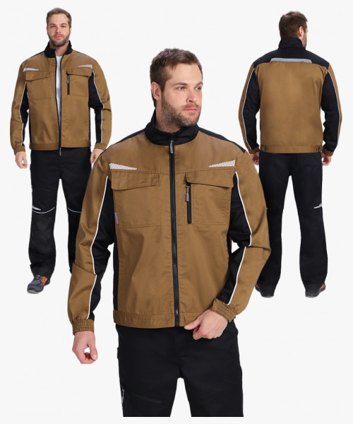 Куртка ProfLineSpecialist (тк.Смесовая,240), бежевый/черный