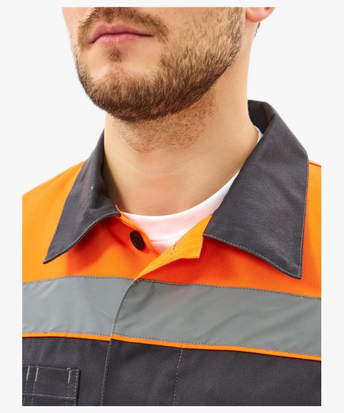 Костюм Липецк-2 СОП CH (тк.Смесовая,280) п/к, т.серый/оранжевый