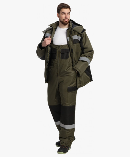 Костюм зимний Вектрон-2 СОП (тк.Таслан,135) п/к, хаки/черный