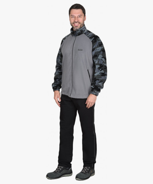 Куртка флисовая т.серая с КМФ Мультикам серый