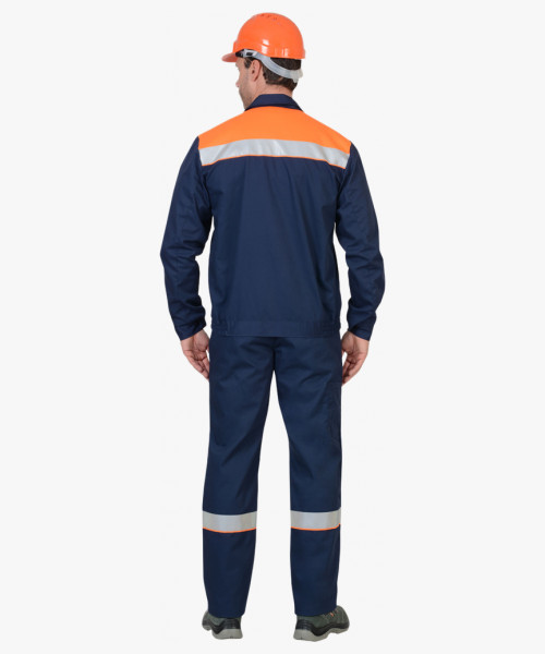 Костюм СИРИУС-МАСТЕР летний: куртка, полукомбинезон, темно-синий с оранжевой отделкой