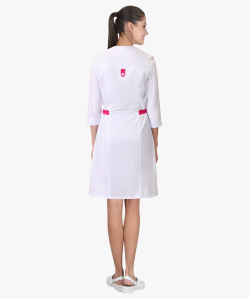 Халат СИРИУС-БРАЙТЛИ женский белый с фуксией