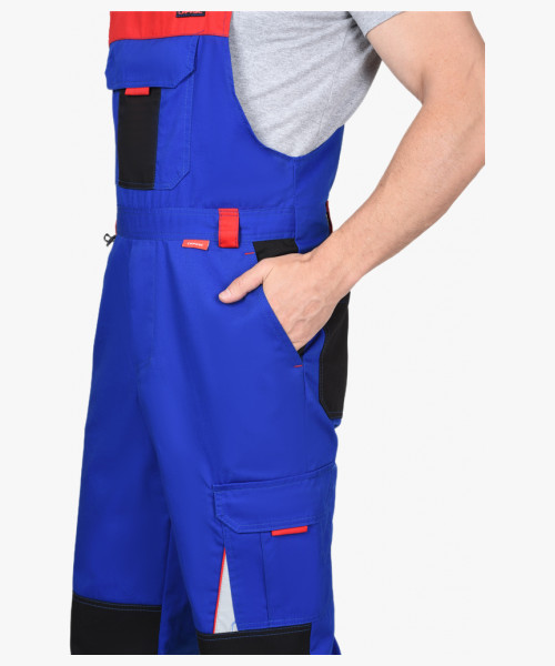 Костюм СИРИУС-СТАН куртка, п/к васильковый с красной и черной отделкой