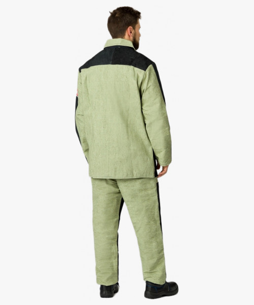 Костюм сварщика зимний комбинированный 2 класс защиты (Брезент, 550/Спилок S=2, 3), черный/бежевый