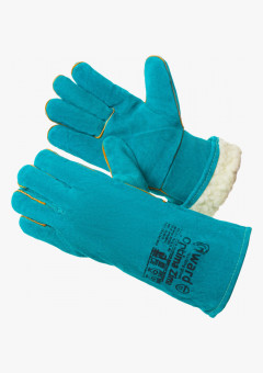 Optima Zima Краги из спилка зеленого цвета утепленные искусственным мехом