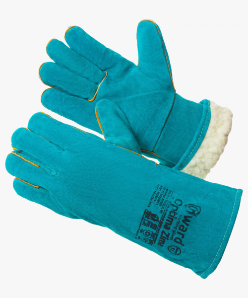 Optima Zima Краги из спилка зеленого цвета утепленные искусственным мехом