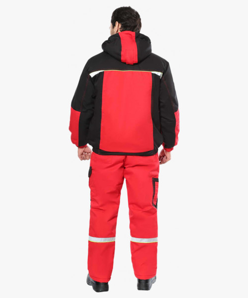 Костюм СИРИУС-СТАН куртка, п/к, красный с черным и лимонной отделкой