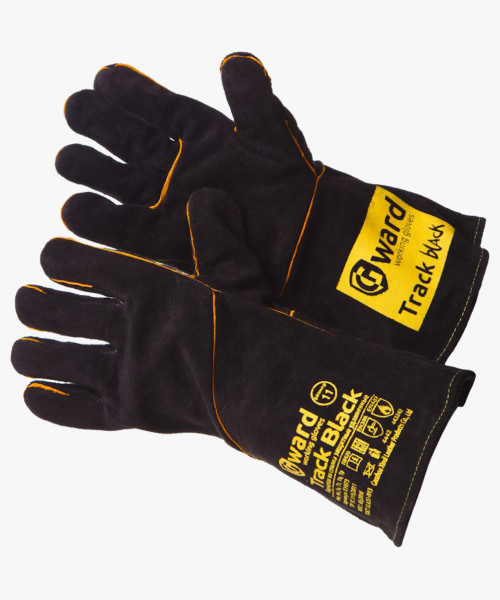 Track Black Краги из спилка черного цвета с широким раструбом