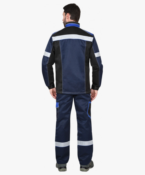 Костюм СИРИУС-ПОЛИНОМ куртка и брюки, синий с черным и васильковым, СОП