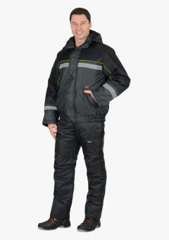 Куртка СИРИУС-ГАСТАРБАЙТЕР-3 кор.,темно-серая с чёрным и лимонным кантом и СОП