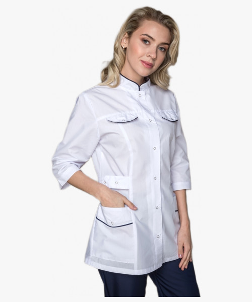 Костюм женский Орхидея (тк.ТиСи), белый/т.синий