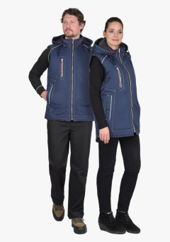 Жилет СИРИУС-АЛЕКС утепленный с капюшоном тёмно-синий