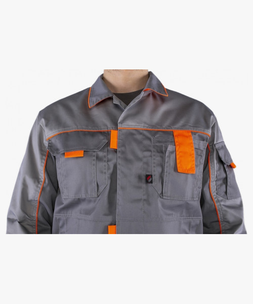 Костюм Союз-Профессионал-1 (тк.Балтекс,240) брюки, серый/св.серый/оранжевый