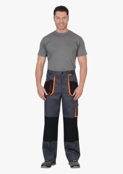 Брюки СИРИУС-МАНХЕТТЕН т.серый с оранж. и черным тк.  стрейч пл. 250 г/кв.м