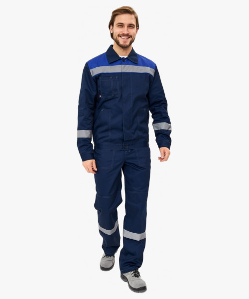 Костюм Лигор-1 Премиум СОП (тк.Смесовая,240) брюки, т.синий/васильковый