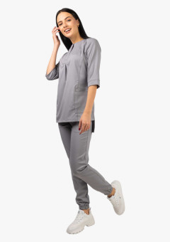 Костюм женский В-489, блуза, брюки, серый