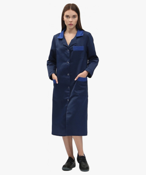 Халат женский (тк.Смесовая,210), т.синий/васильковый