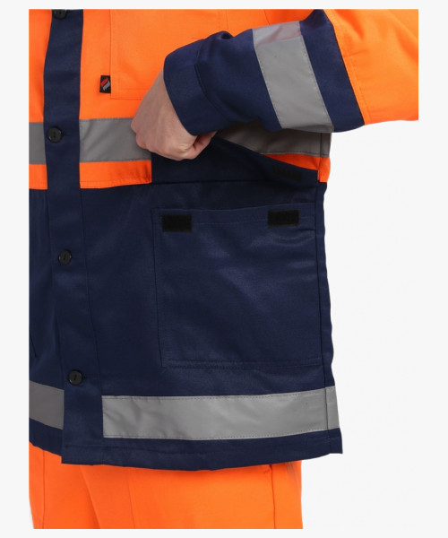Костюм для дорожника (тк.Смесовая,210) п/к, оранжевый/т.синий