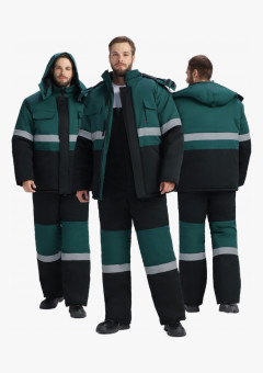 Костюм зимний Нордхард-2 СОП (тк.Смесовая,250) п/к, черный/зеленый