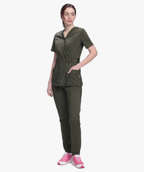 Костюм женский хирургический Модерн-004 (тк.Стрейч,120) MedLine, хаки