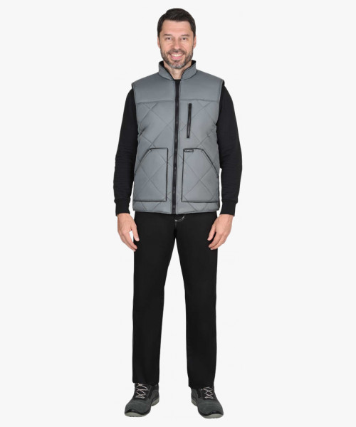 Жилет СИРИУС-ЕВРОПА удлиненный (на подкладке флис черный) графит