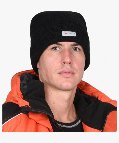 Шапка трикотажная черная СИРИУС Юка с утеплителем Тинсулейт (х12х120)