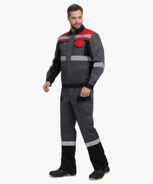 Костюм Виват-1 Премиум IMP (тк.Смесовая,240) брюки, т.серый/черный/красный