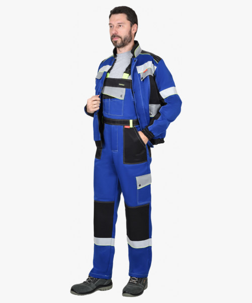 Костюм СИРИУС-ПОЛИНОМ куртка, п/к василек с черным и СОП 50 мм