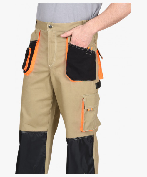 Костюм СИРИУС-МАНХЕТТЕН куртка, брюки песочный с оранж. и черным тк. мех. стрейч пл. 250г/кв.м