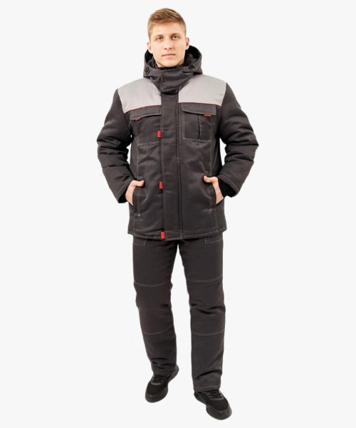 Костюм зимний Флофт-К (тк.Смесовая,210) брюки, т.серый/св.серый